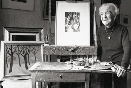 Germaine Ernst dans son atelier Lausanne, le 29 décembre 1990 © photo Erling Mandelmann